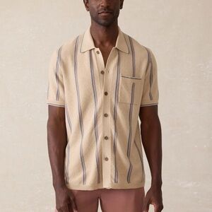 Faherty Short Sleeve Sweater Shirt - Summit Creek Stripe